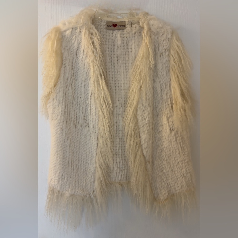 Love Token Ivory Rabbit Fur Vest